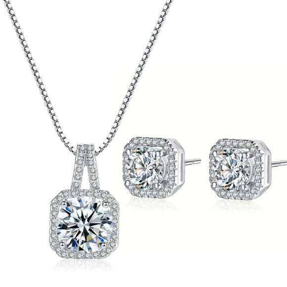 Jewelry - ❤️ Luxury Earrings Necklace Chain Set Bundle Cristal 925 Sterling Silver Day
